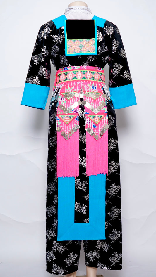 Hmong Nplooj Sev Silver Floral-Light Blue