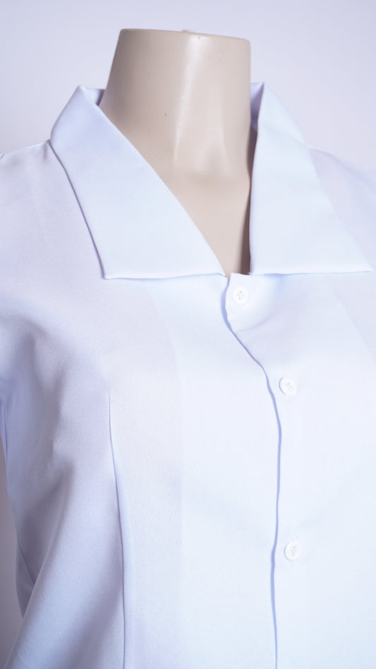 Women Wide Point Plain Collar Shirt