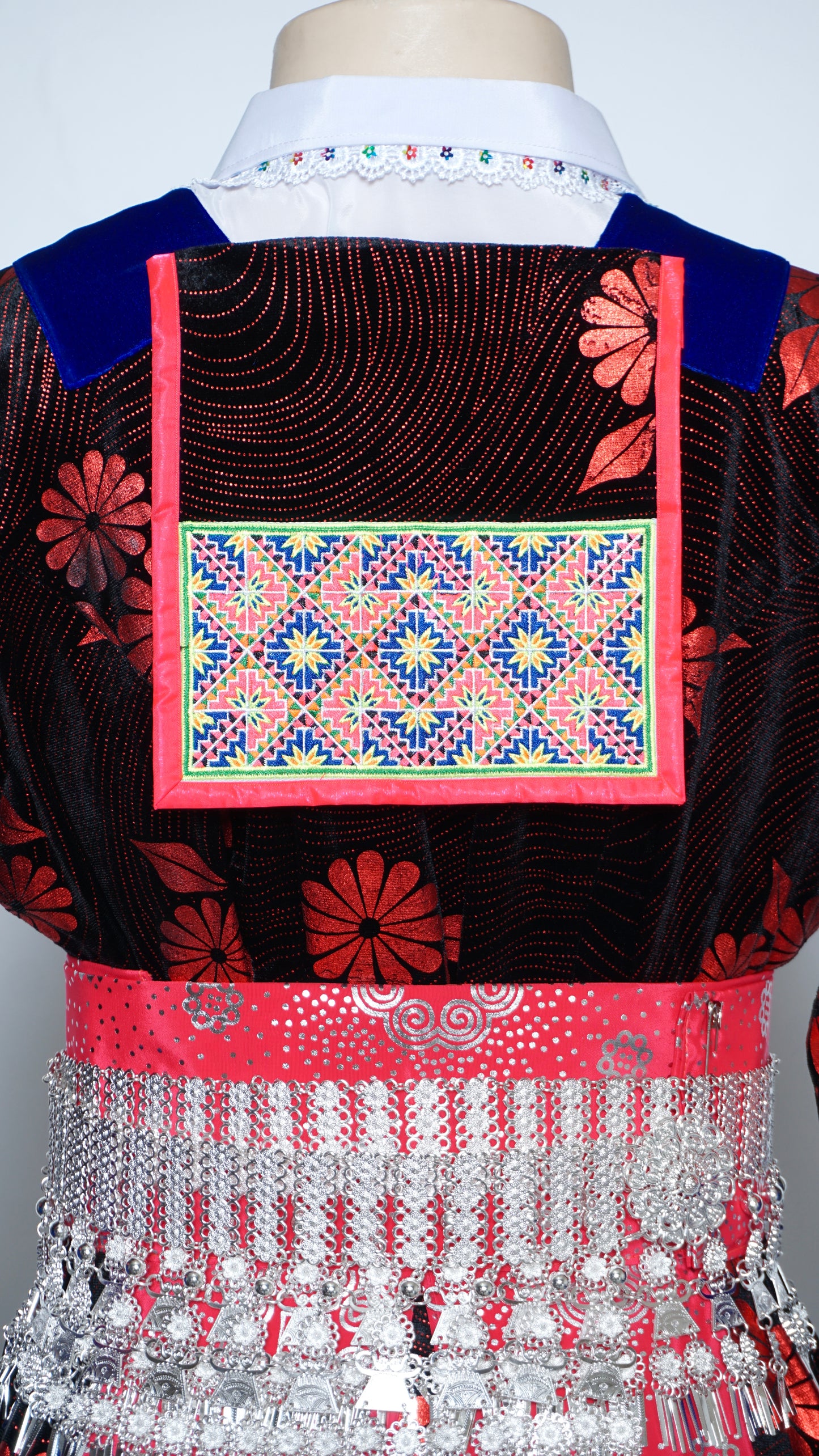 Hmong Xeev Red Floral Velvet (42")