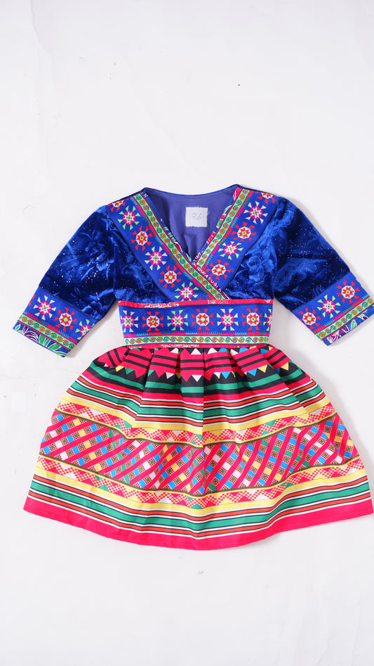 One Piece Hmong Girl Dress-Blue