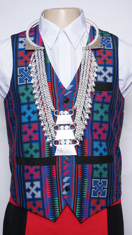 Printed Square Hmong Vest