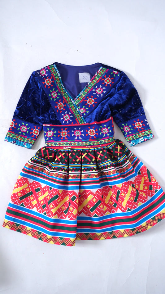 One Piece Hmong Girl Dress- Blue
