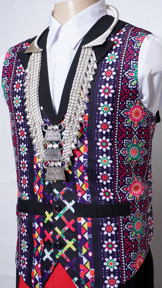 Printed Hmong Vest Floral (46")