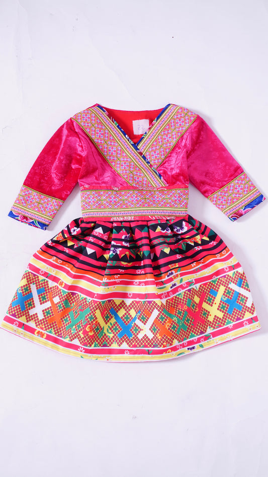 One Piece Hmong Girl Dress-Pink