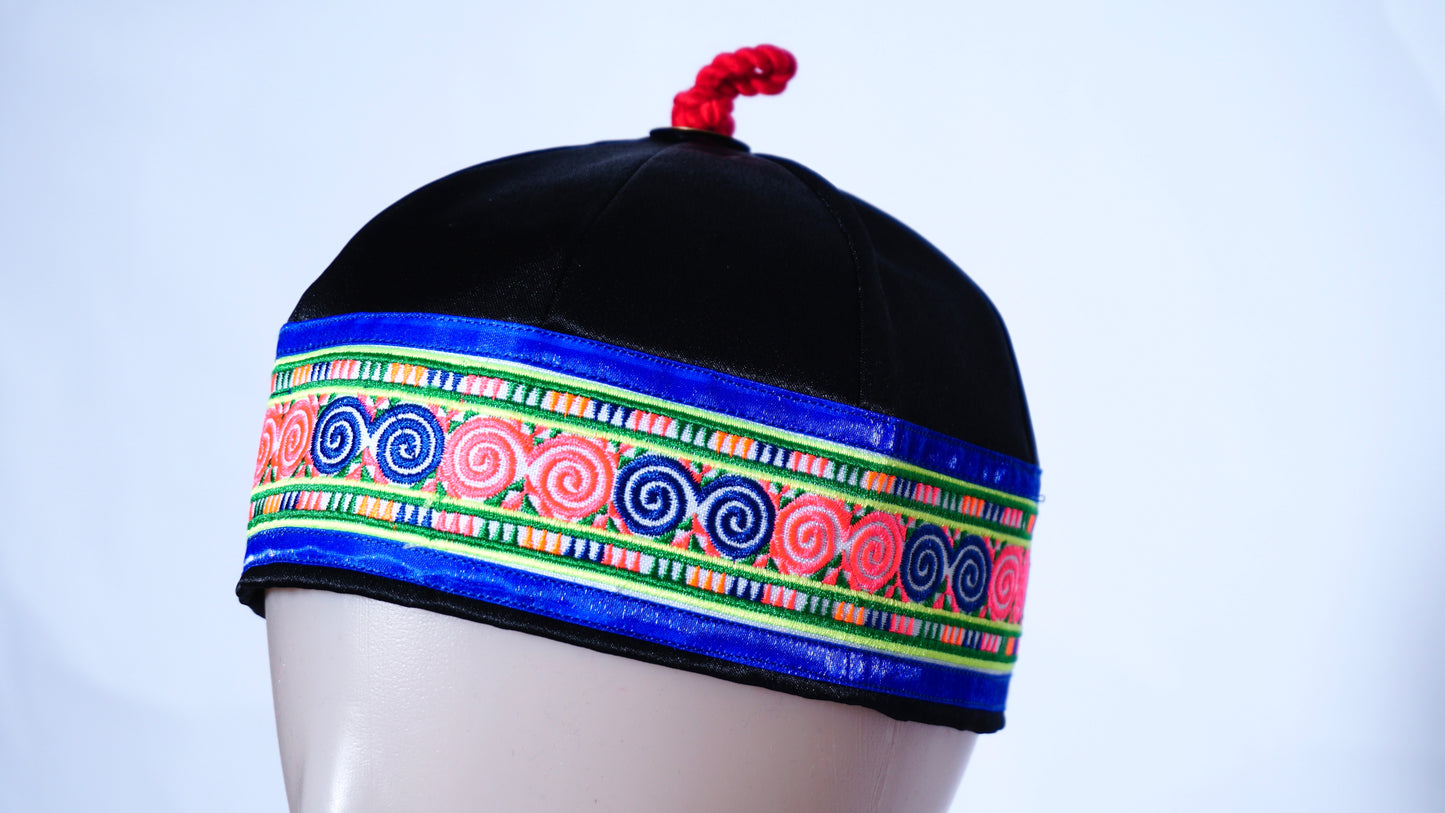 Hmong Hat Blue/Pink Qwj