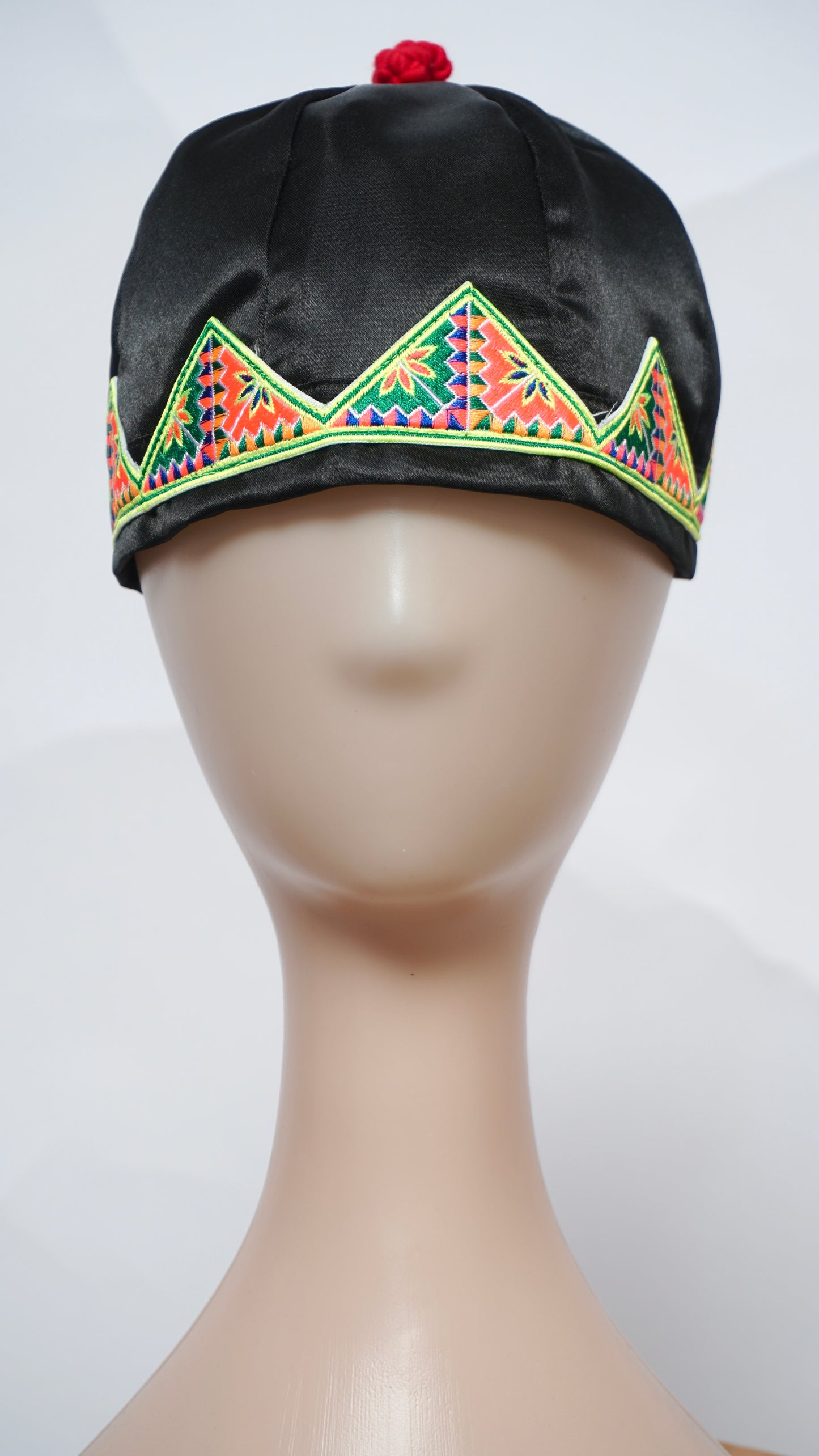 Hmong Hat-Pink/Green Triangle