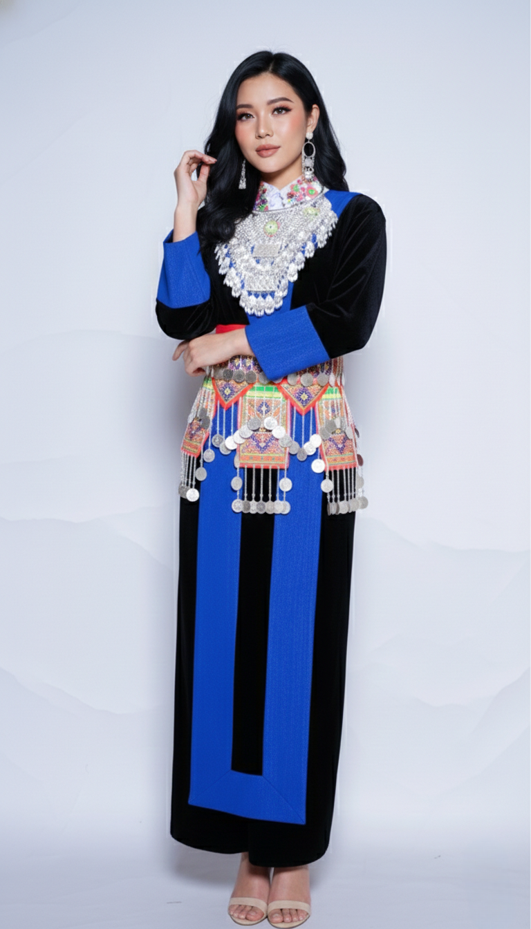 Hmong Nplooj Sev-Royal Blue  Hmong Custom Clothes