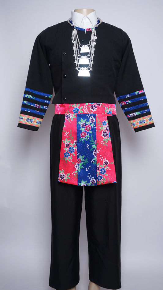 Men Hmong Txaij Set-Floral Blue Trim (40")