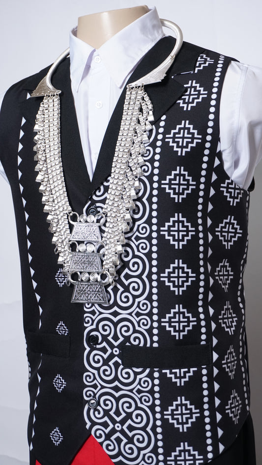 Printed Hmong Vest Qwj-Left