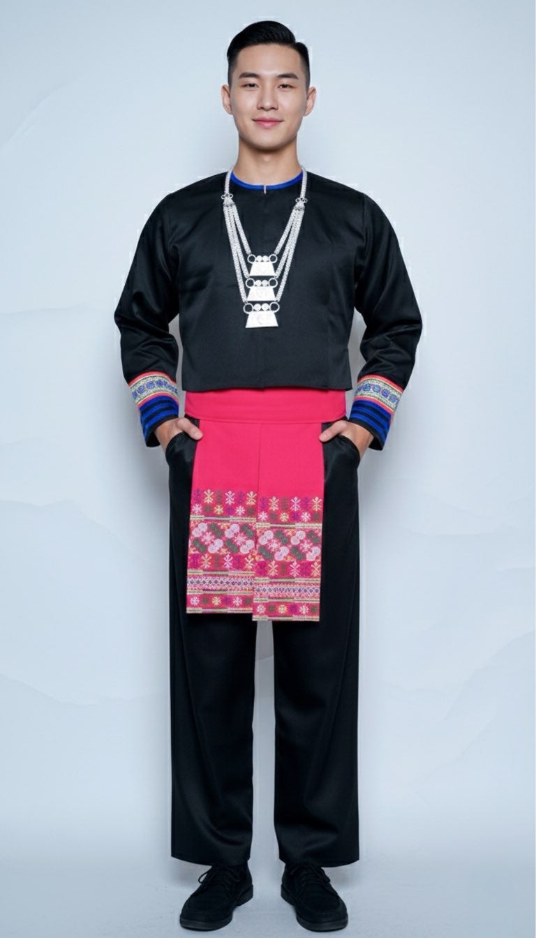 Men Hmong Txaij Set-Pink Trim (44