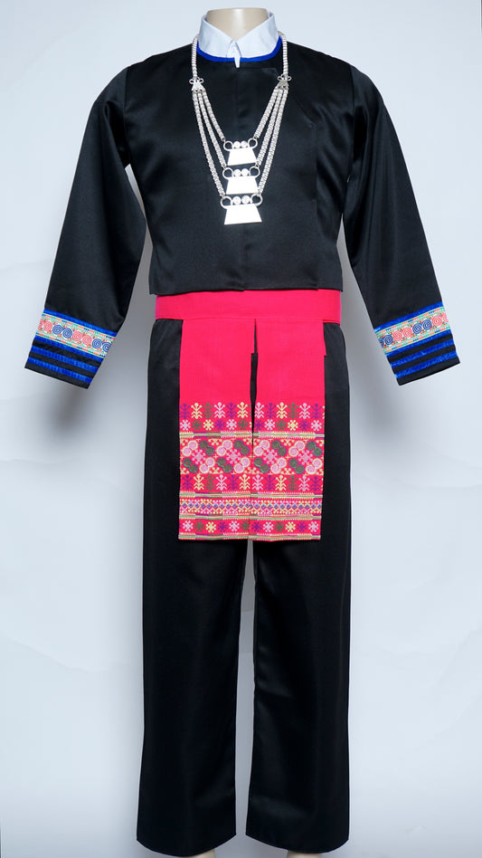 Men Hmong Txaij Set-Blue Straight Qwj Trim (44")