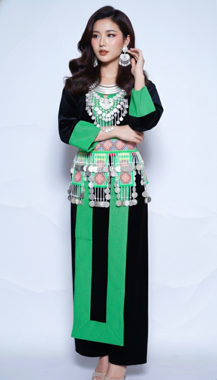 hmong dress Hmong Nplooj Sev-Green – Hmong Custom Clothes