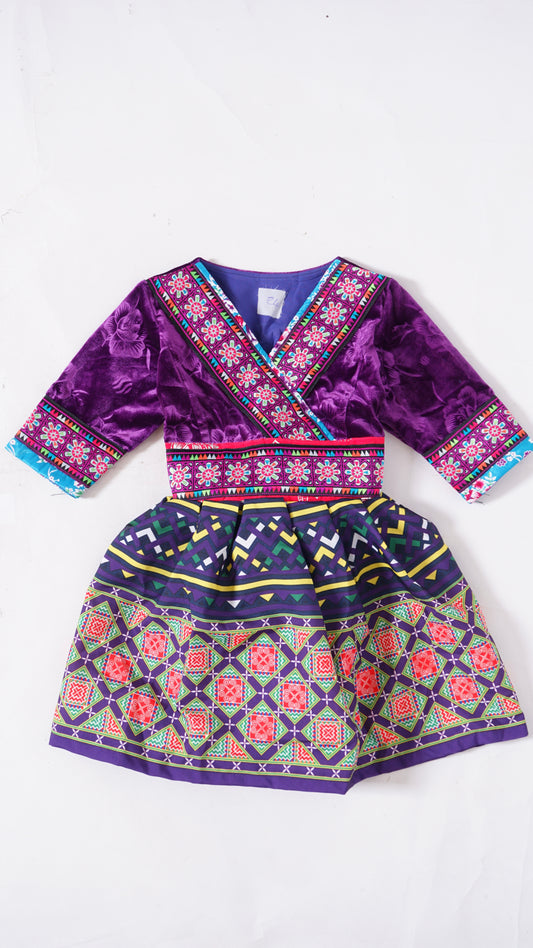 One Piece Hmong Girl Dress- Purple