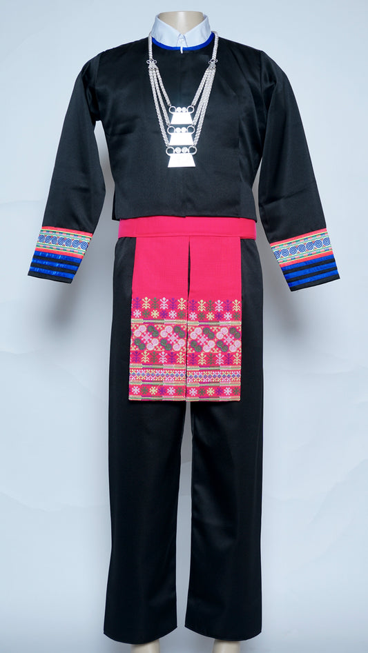 Men Hmong Txaij Set-Pink Trim (44")