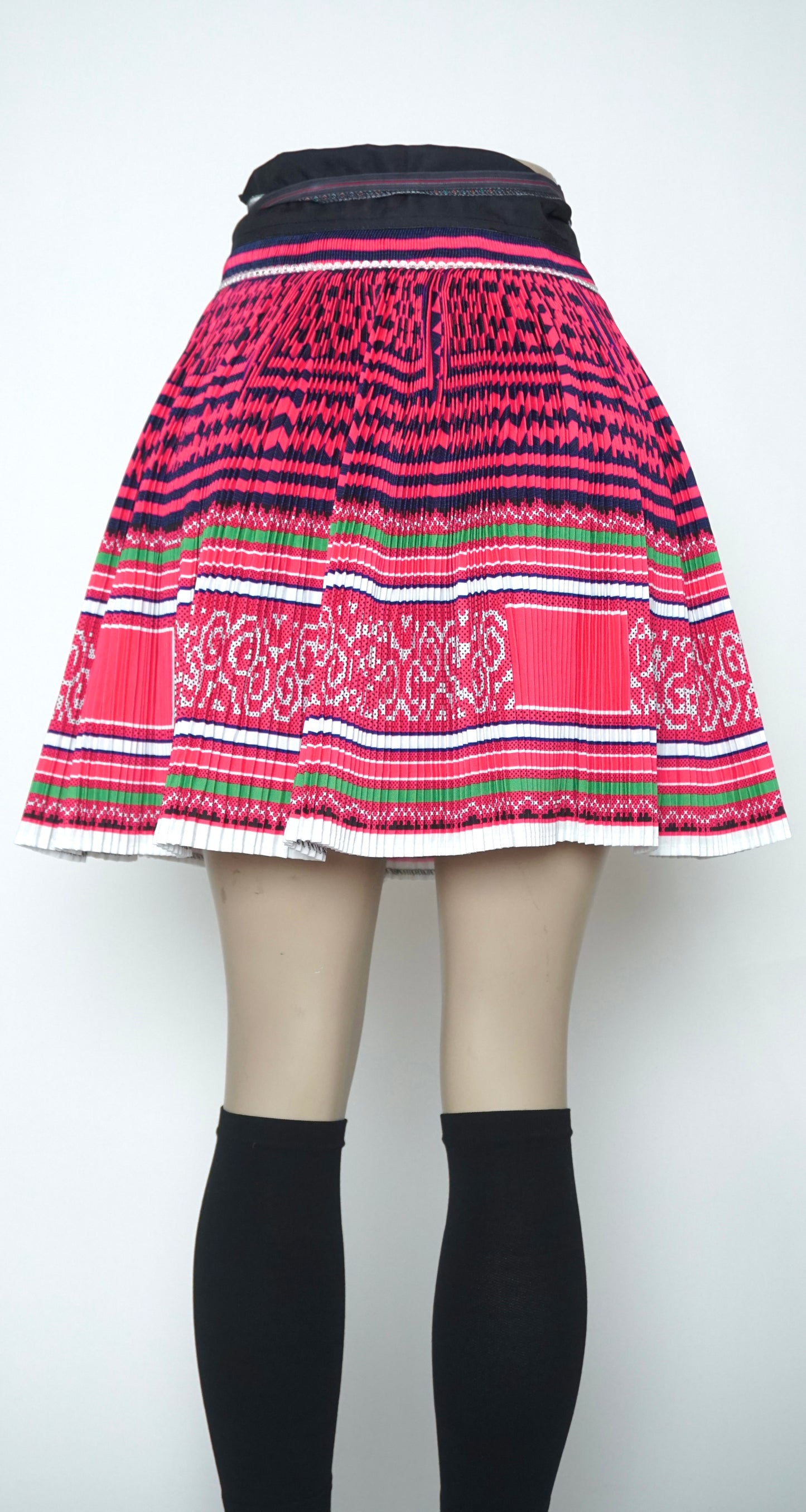 Printed Green-White Trim Skirt