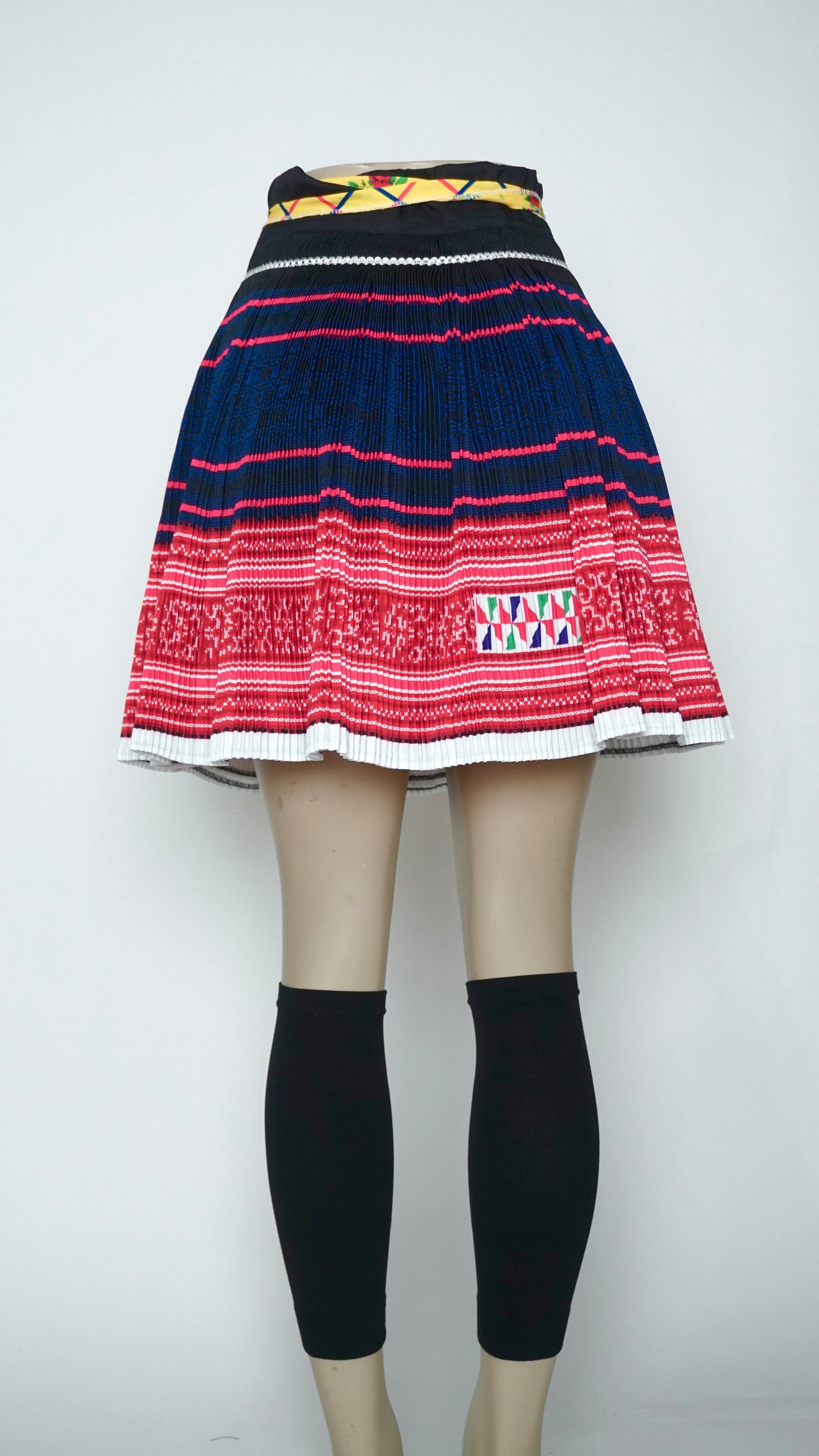 Printed Plain Fan Skirt