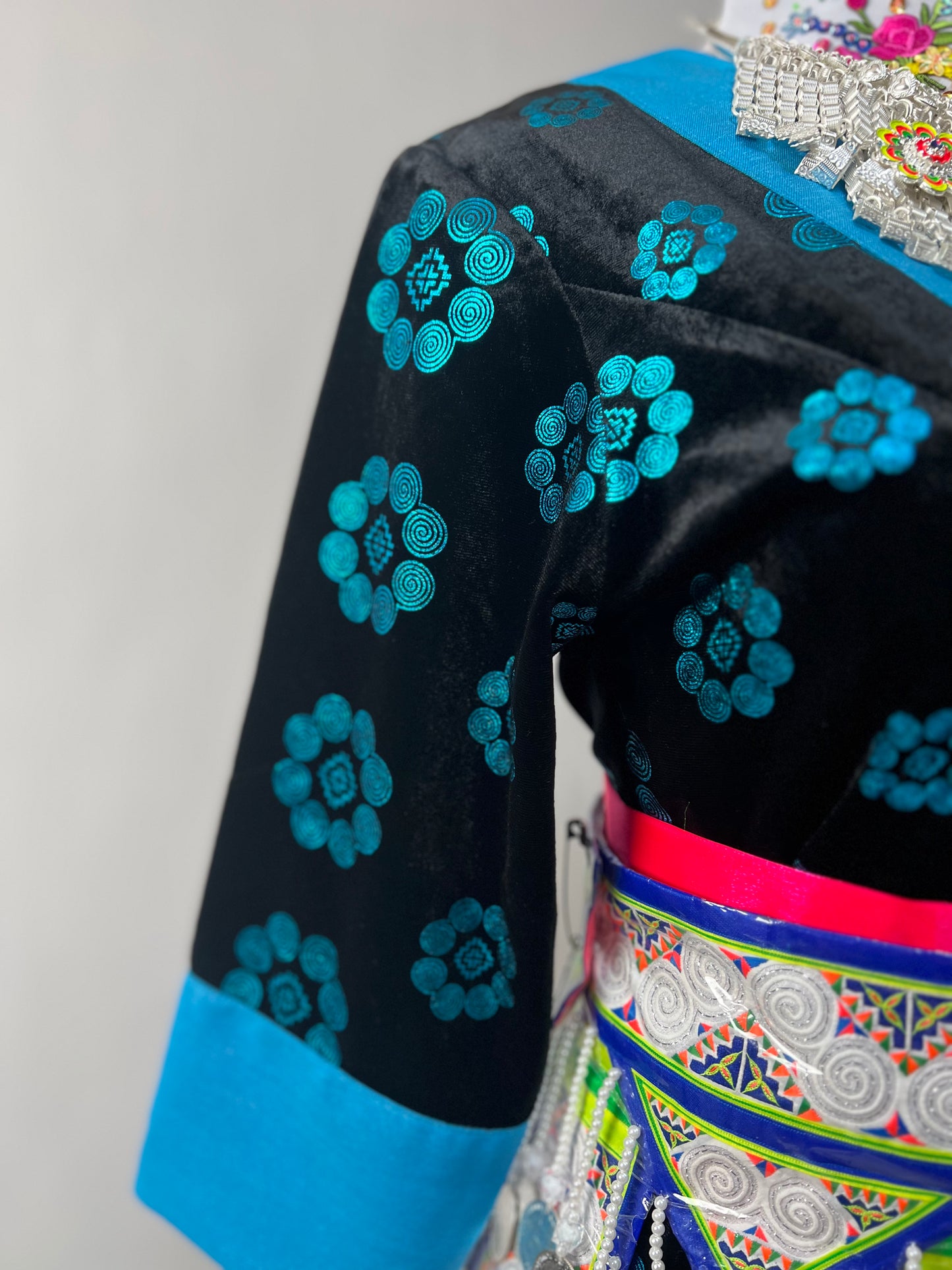 Hmong Xeev Light Blue Velvet