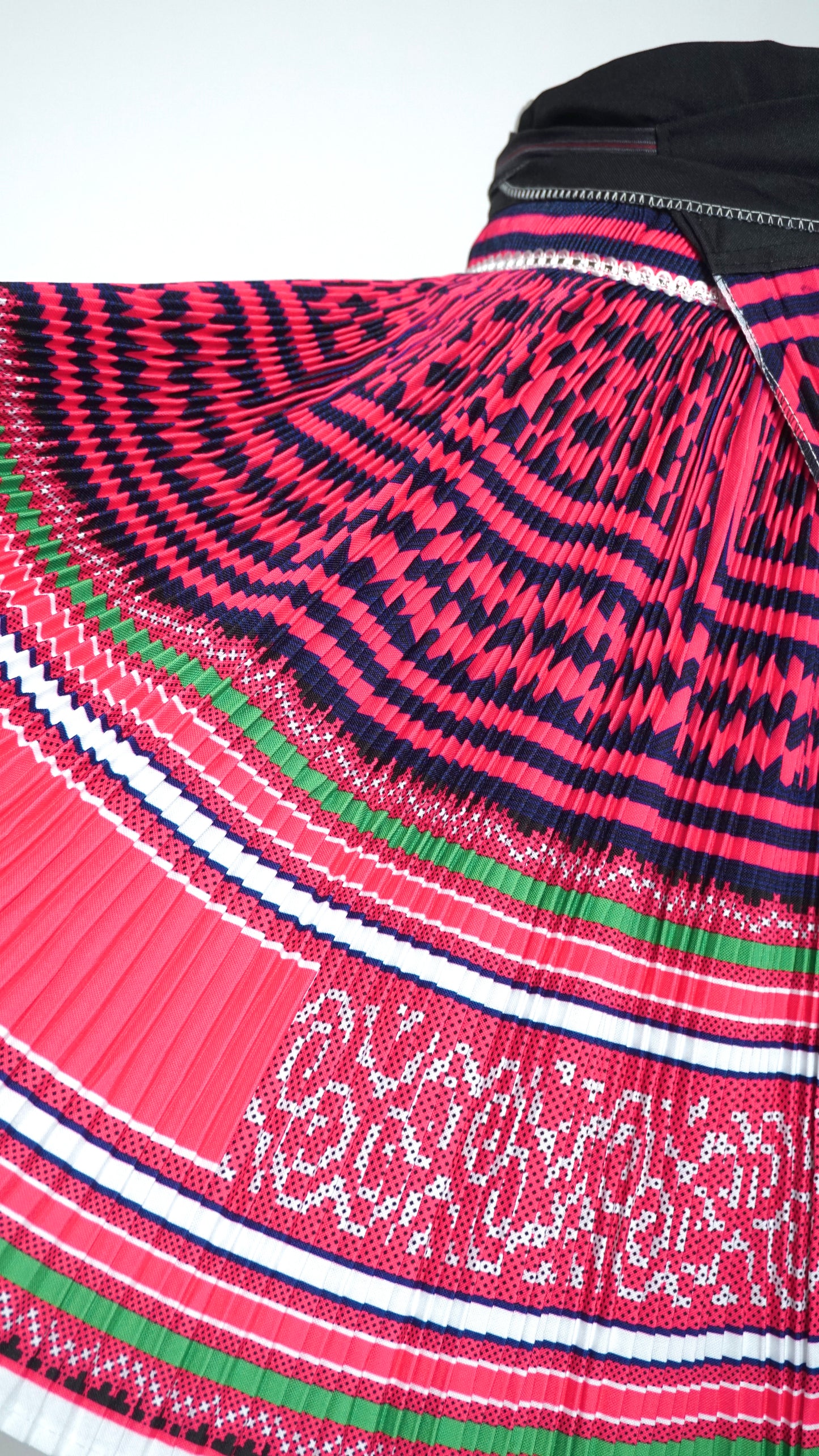 Printed Green-White Trim Skirt