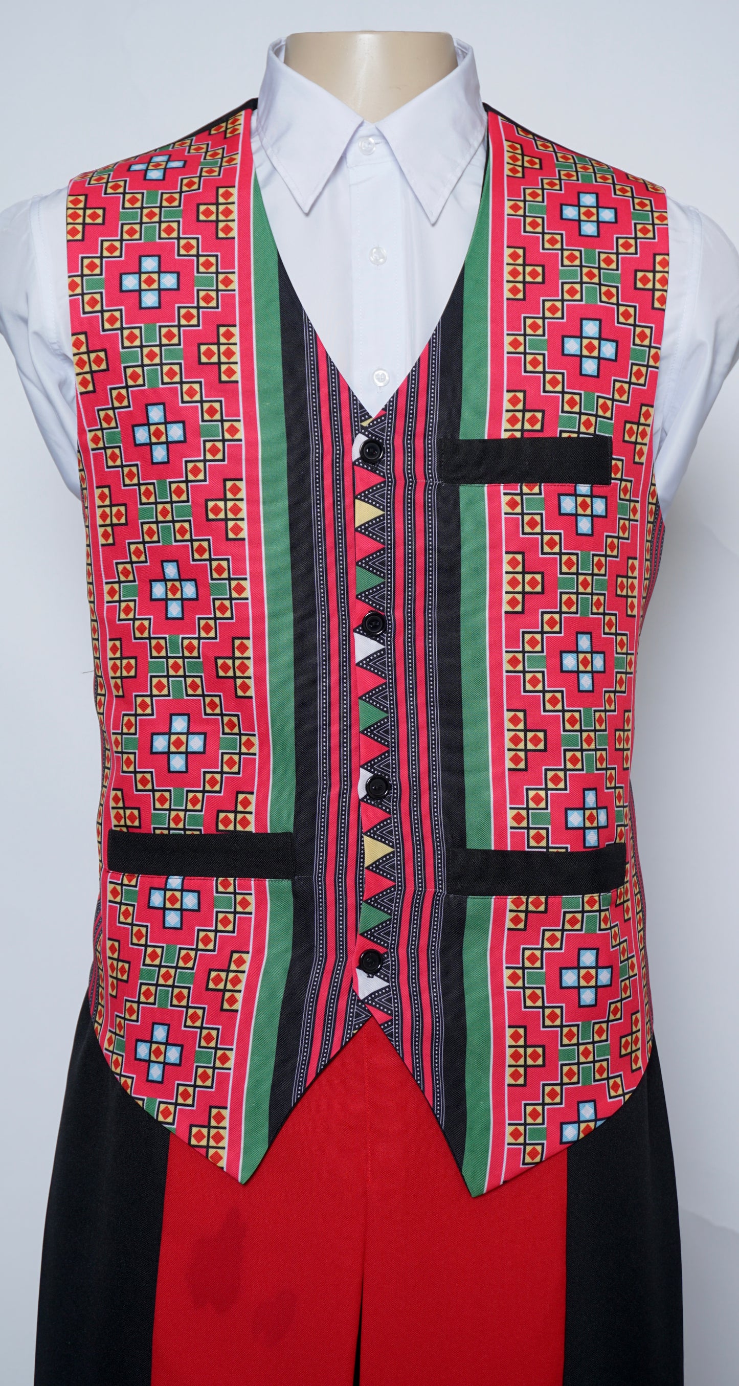 Printed Pink Stripe Mid Vest (48")