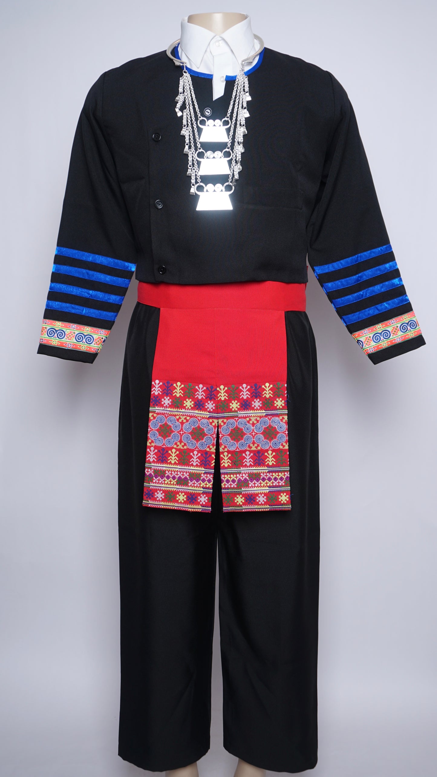 Men Hmong Txaij Set-Neon Pink Trim (44")
