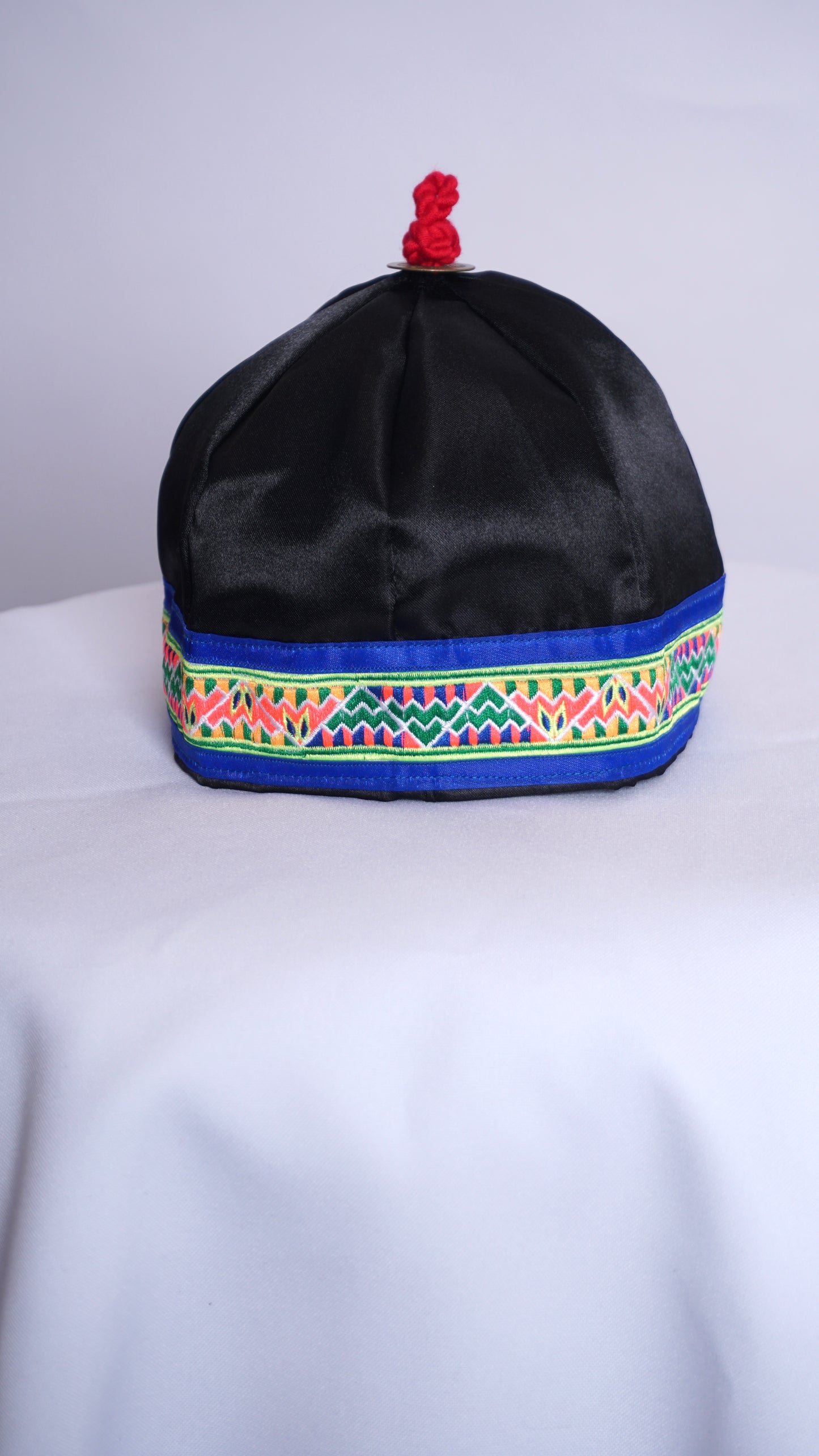 Hmong Hat-Blue Trum Small Triangle Pattern (20")