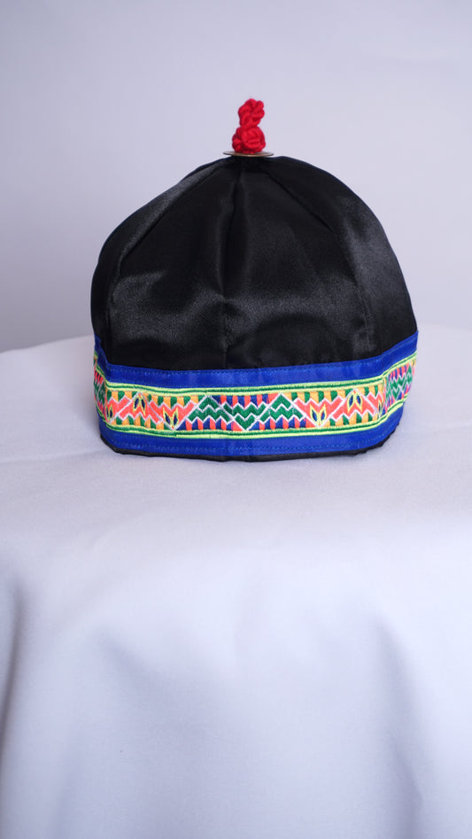 Hmong Hat-Blue Trum Small Triangle Pattern (20")