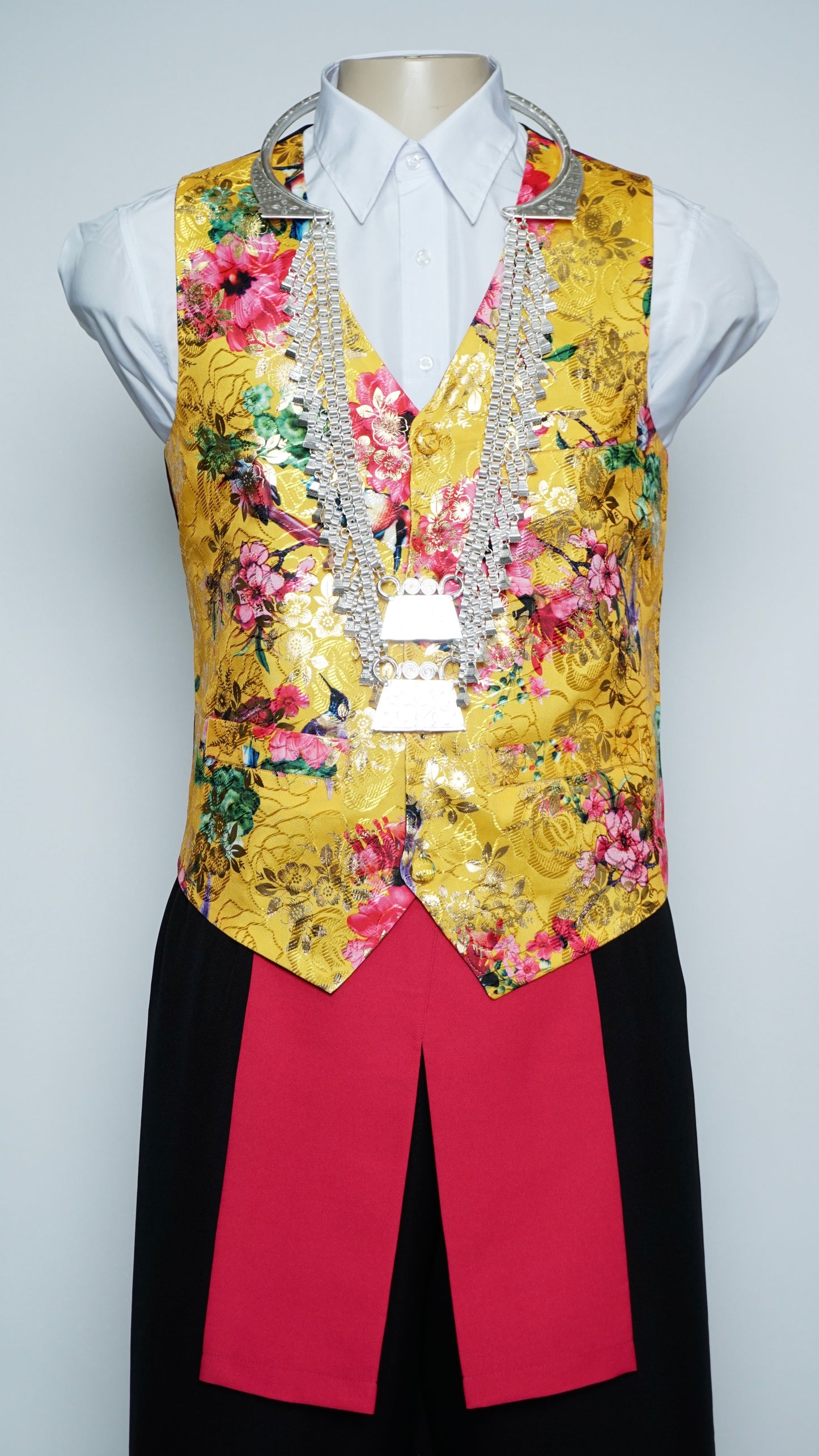 Yellow Chinese Floral Vest