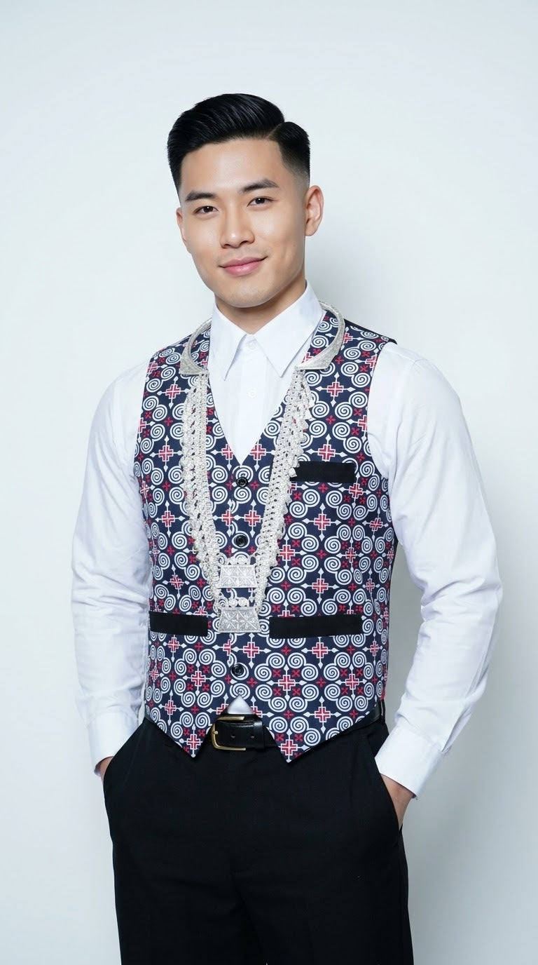 Printed White Qwj Vest