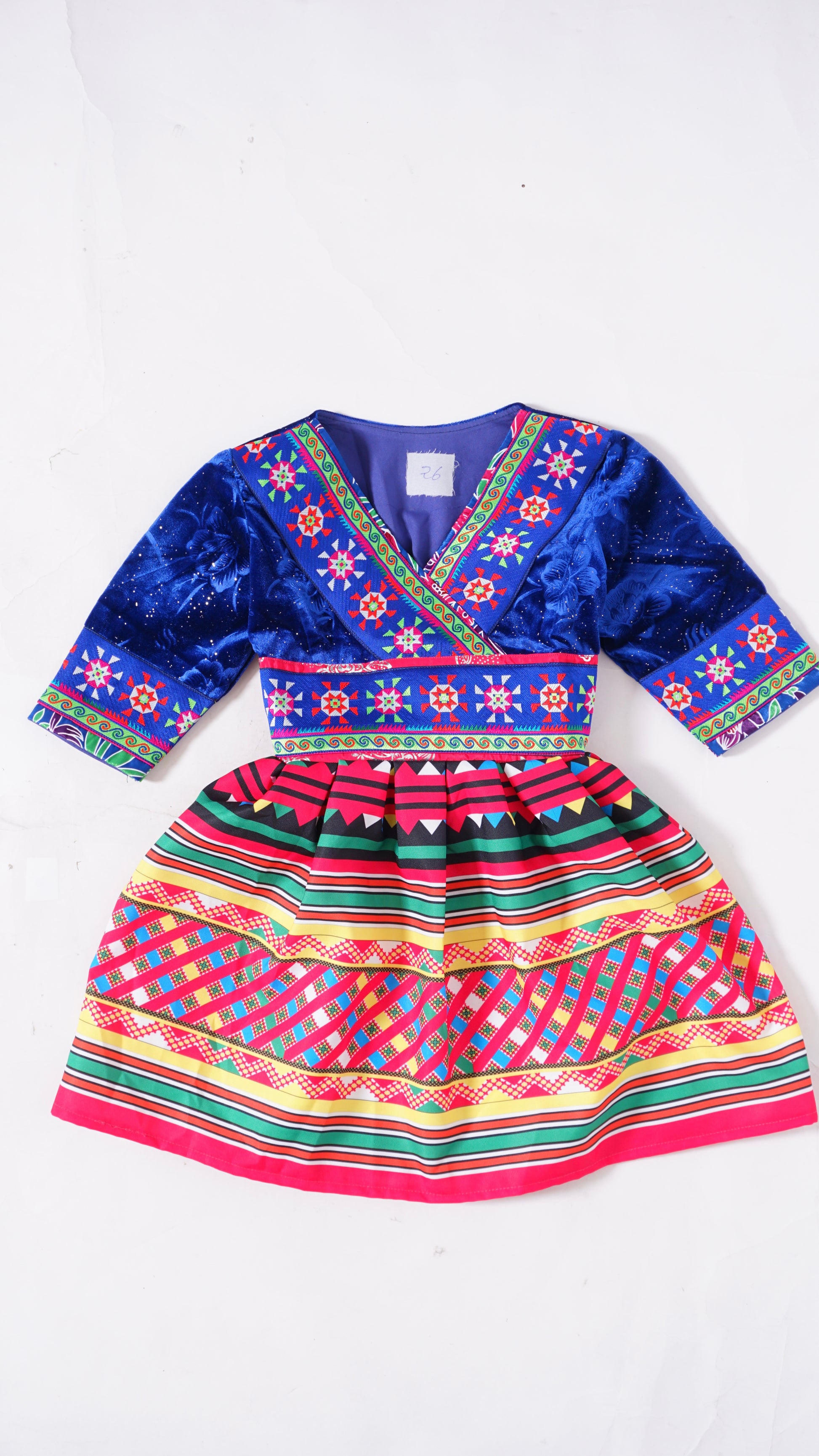 One Piece Hmong Girl Dress-Blue Hmong Custom Clothes One Piece Hmong Girl Dress-Blue Hmong Custom Clothes