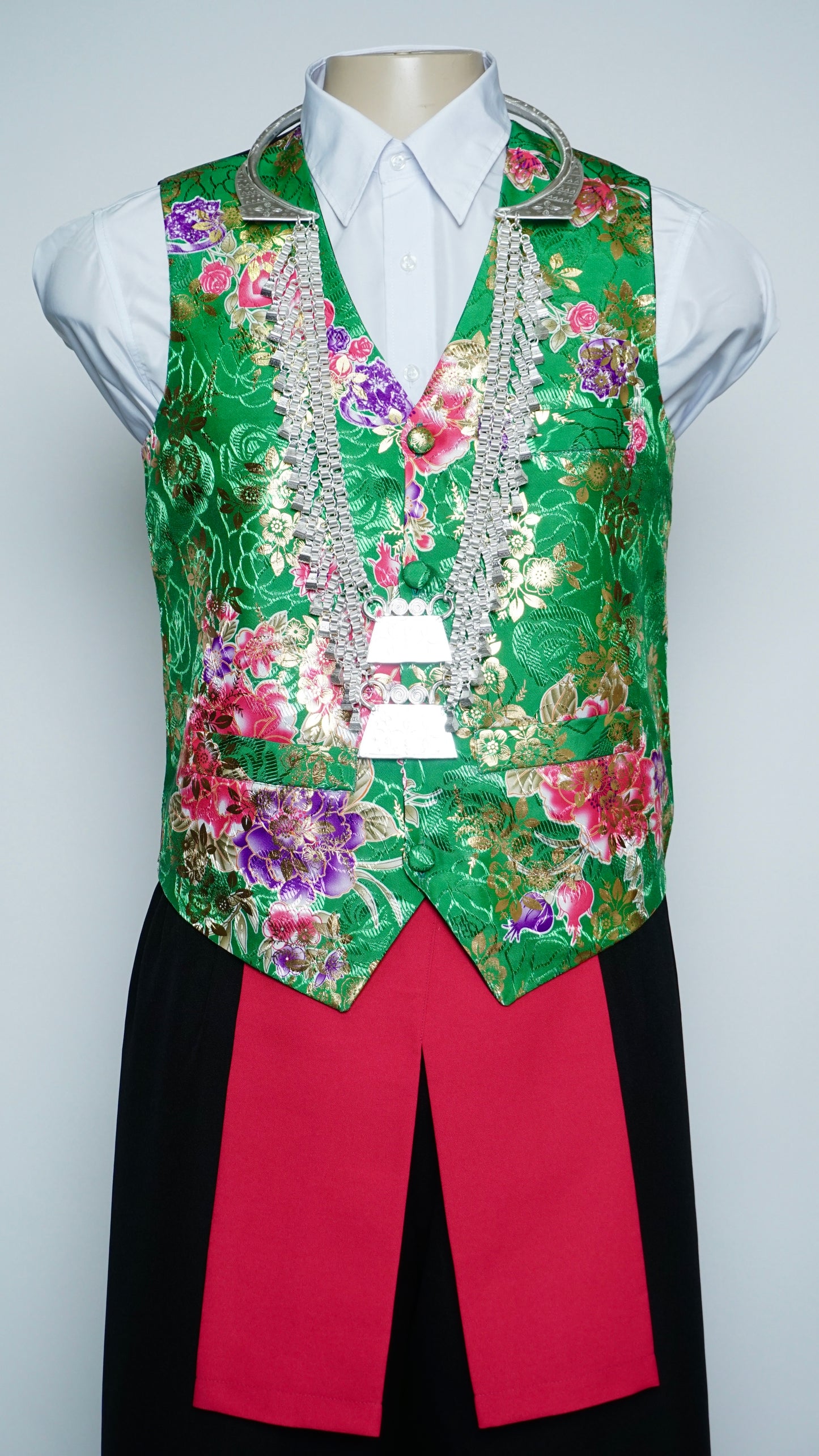 Green Chinese Floral Vest (40")