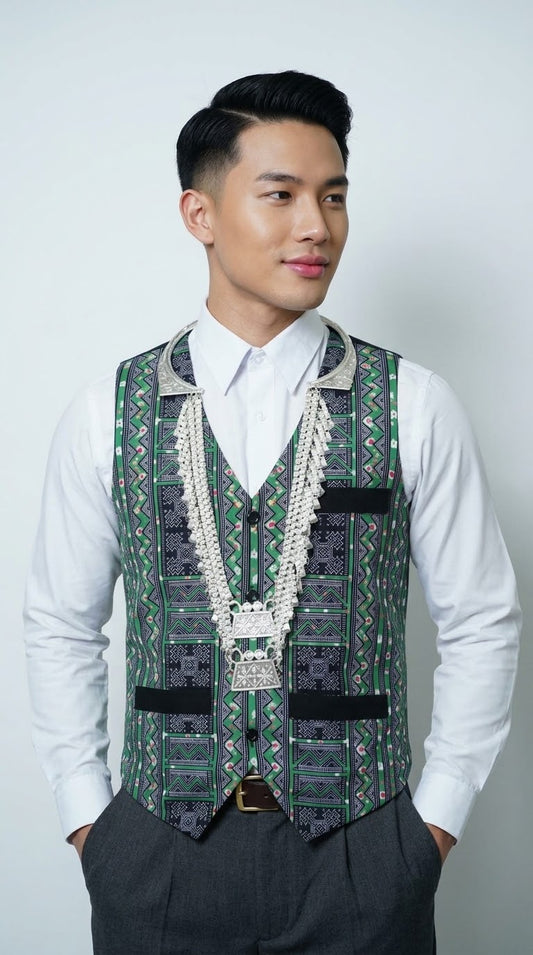 Printed Green Flower Vest (48”)