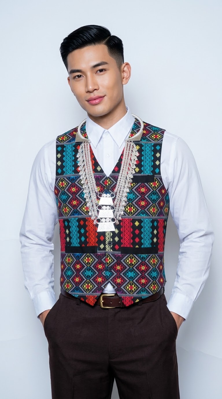 Printed Phuam Paj Vest