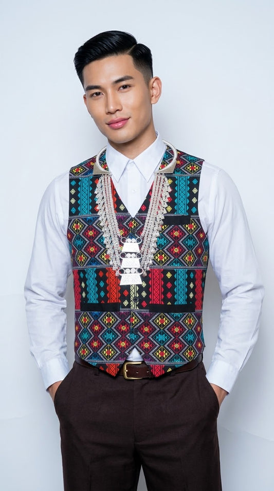 Printed Phuam Paj Vest