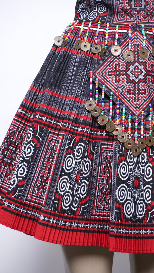 Printed Skirt Burgundy