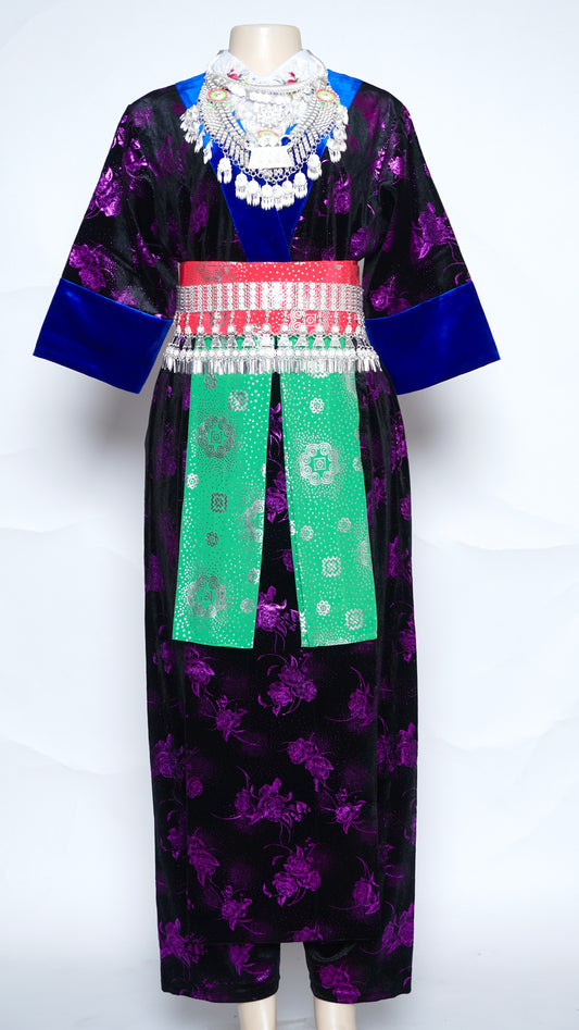 Hmong Xeev Purple Floral Velvet