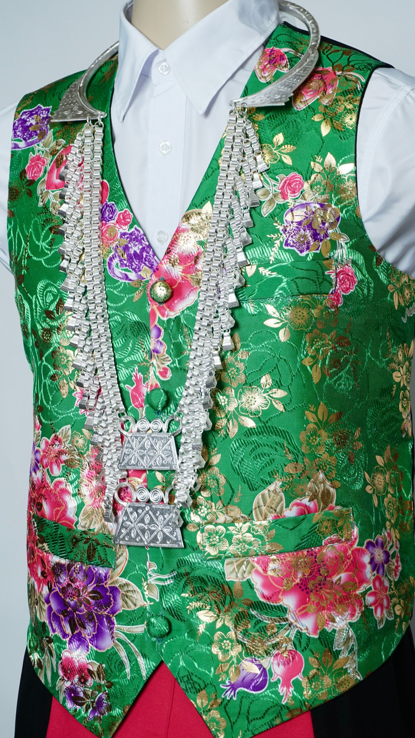 Green Chinese Floral Vest (40")