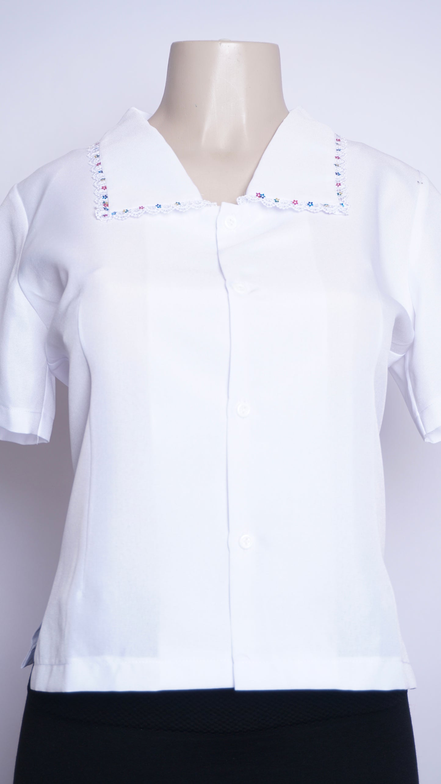 Women Rainbow Flower Wide Point Collar Shirt