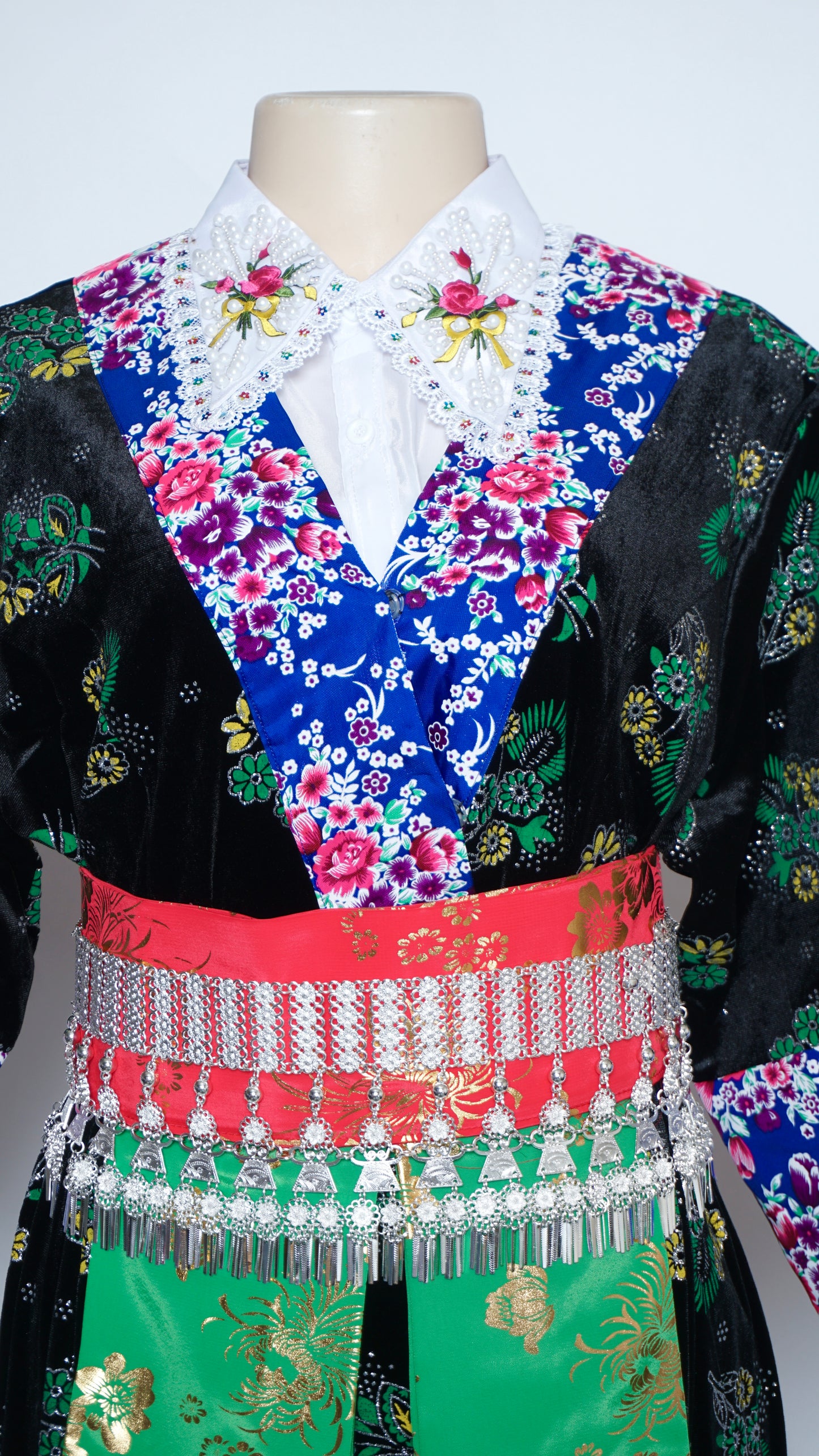 Hmong Xeev Yellow/Green- Front Floral Velvet (46")