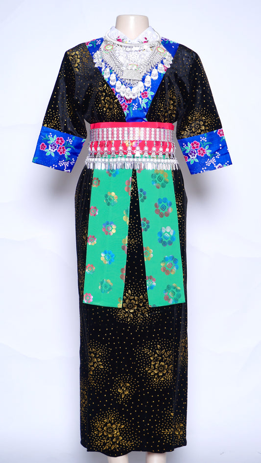 Hmong Xeev Gold Floral Velvet (40")