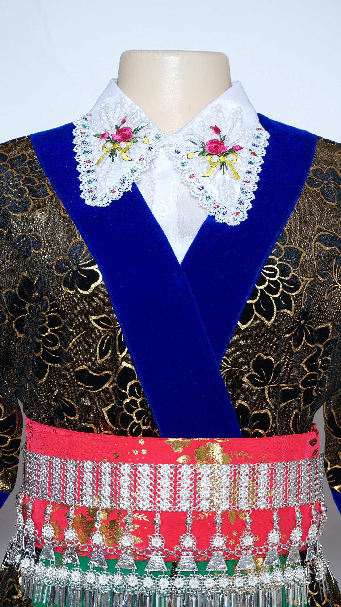 Hmong Xeev Gold Floral Velvet