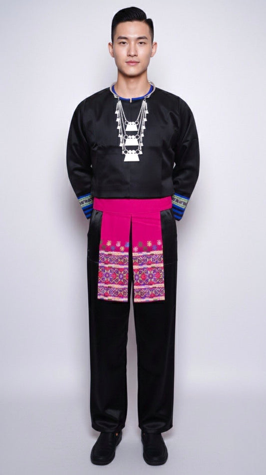 Men Hmong Txaij Set- Black Qwj (44")