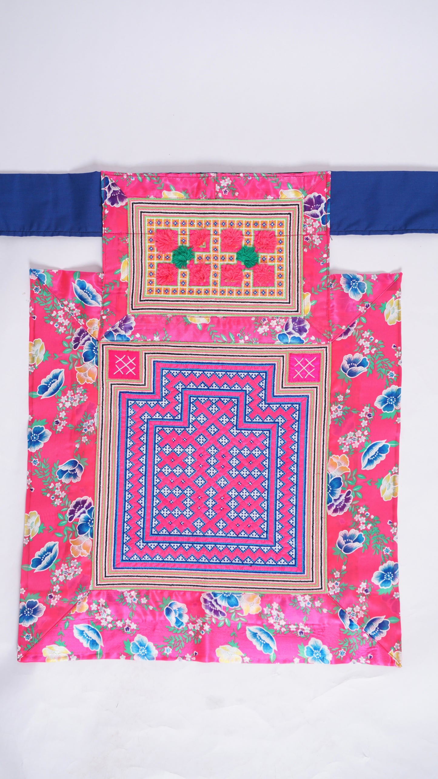 Handmade Floral Hmong Baby Carrier- Pink