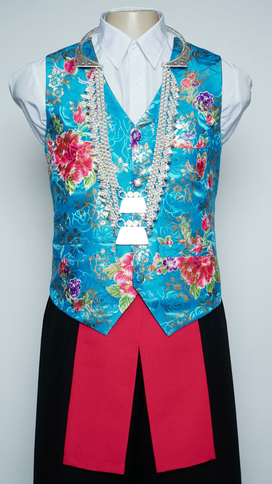 Light Blue Chinese Floral Vest