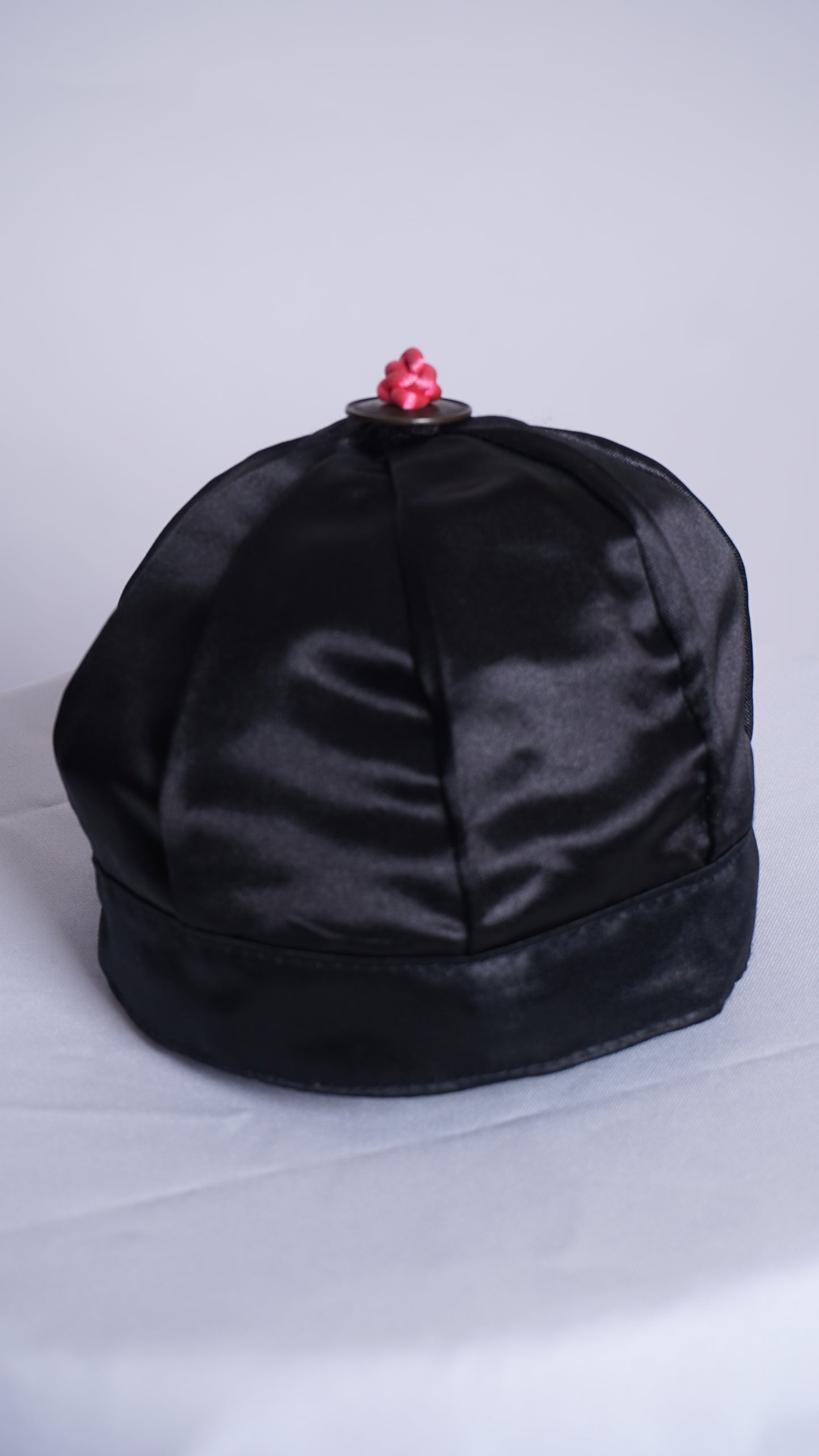 Hmong Hat-Plain Black with Pink Knot