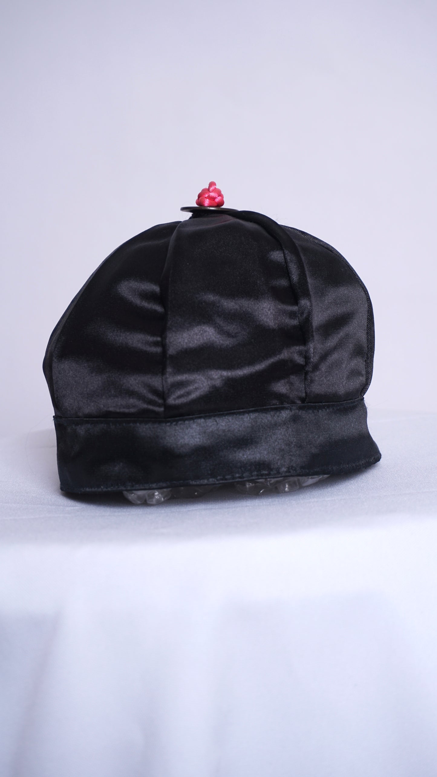 Hmong Hat-Plain Black with Pink Knot