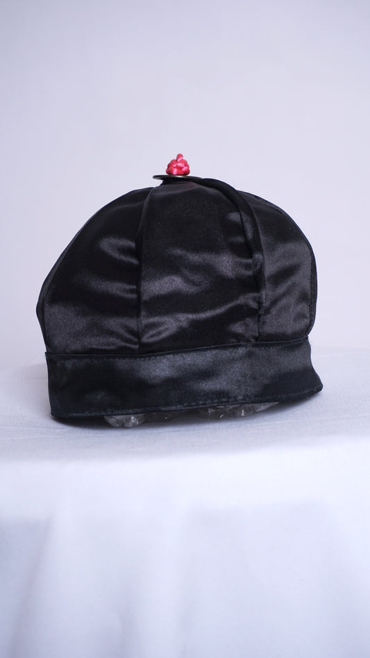 Hmong Hat-Plain Black with Pink Knot