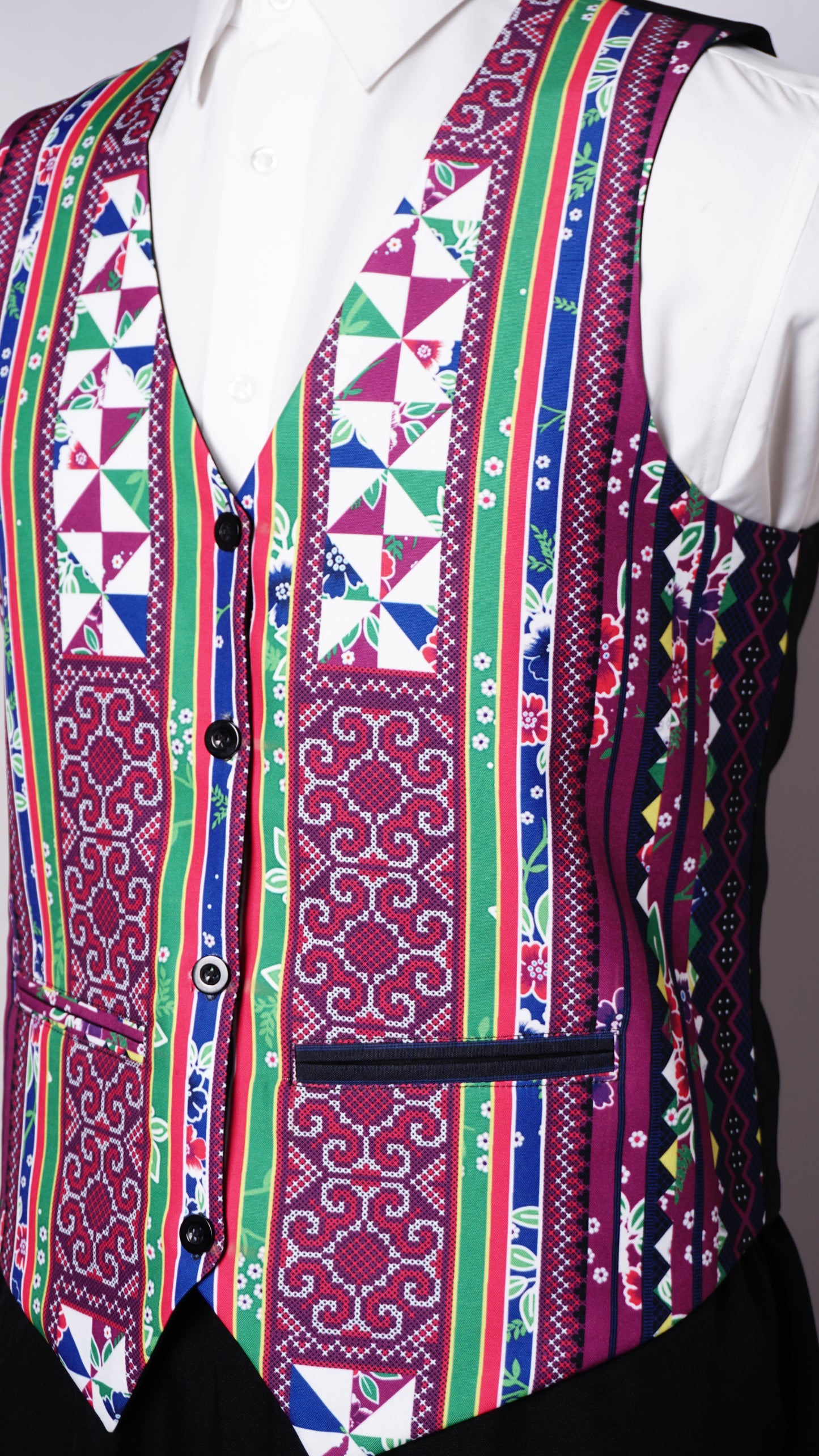 Printed Hmong Purple Qwj Vest