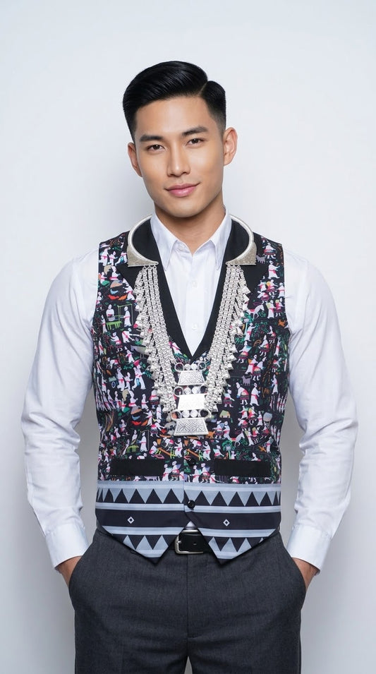 Printed Hmong Vest Hmong Story