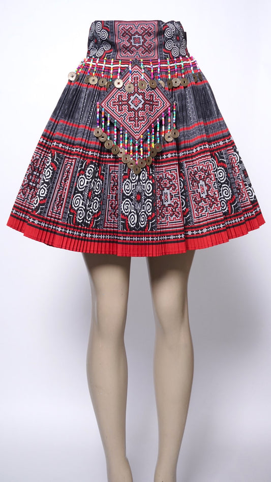 Printed Skirt Burgundy