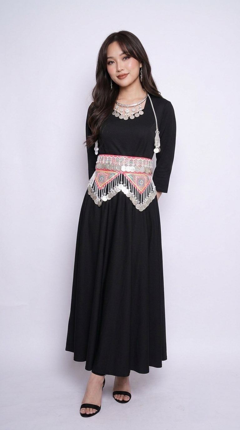 Black Long Sleeves Maxi Dress